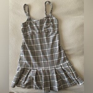 Hollister Women's A-Line Plaid Sleeveless Ruffle Short Dress Black White Size S
